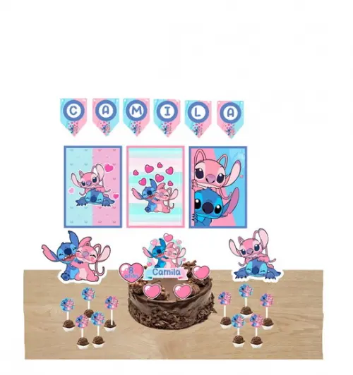 Kit Festa em Casa só Um Bolinho - Stitch e Angel
