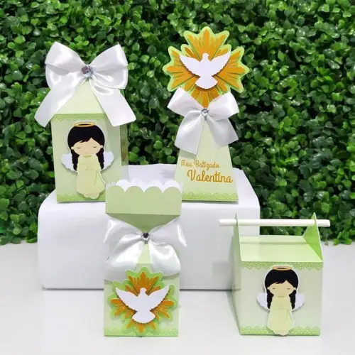 Kit Personalizados Batizado Menina Verde(20 Peças)
