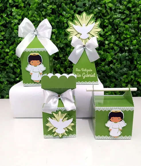 Kit Personalizados Batizado Menino Verde Oliva(20 Peças)