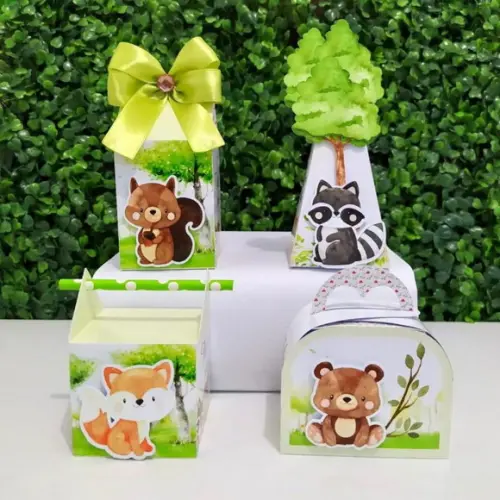 Kit Personalizados Bosque Aquarela Menino ( 20 Caixas)