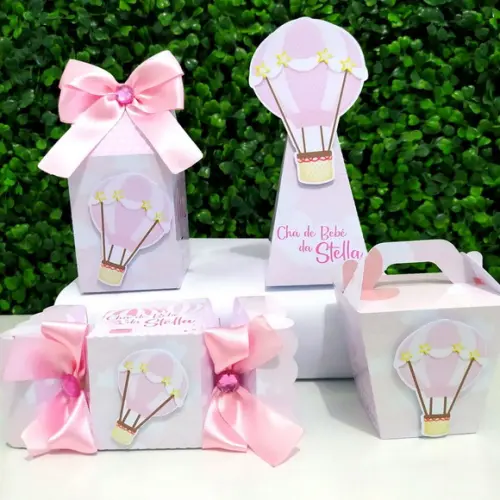 Kit Personalizados Chá de Bebê Balão Rosa (20 Peças)