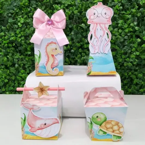 Kit Personalizados Fundo do Mar Aquarelado (menina) 20 Pçs