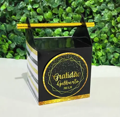 Kit Personalizados Gratidão Preto e Dourado (20 Caixas)