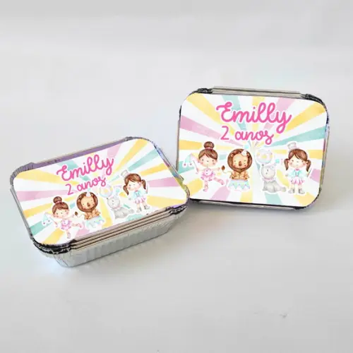 Marmitinha Personalizada Circo Rosa Aquarela