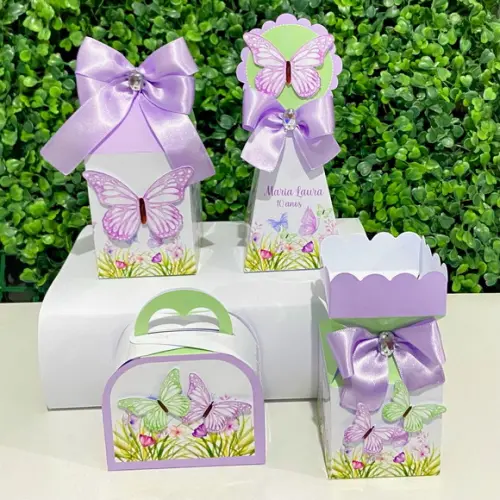 Personalizados Borboletas Lilás (kit 40 Peças)