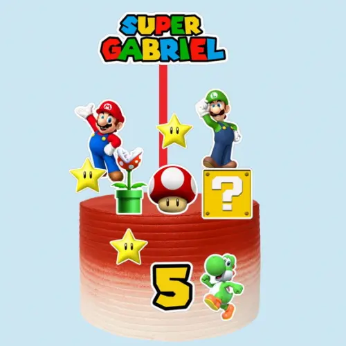 Topo de Bolo Personalizado Super Mario Bross