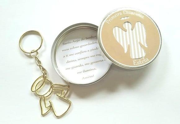 Lembrancinha Chaveiro de Anjo Dourado