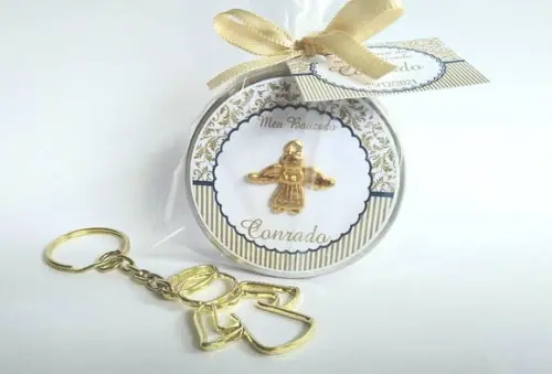 Lembrancinha Chaveiro De Anjo Dourado