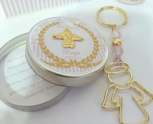 Chaveiro Anjo Metal Dourado