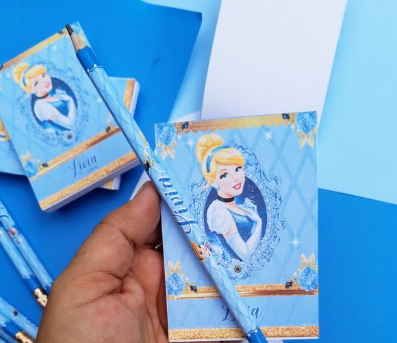 Bloquinho com Lápis Personalizado Cinderela