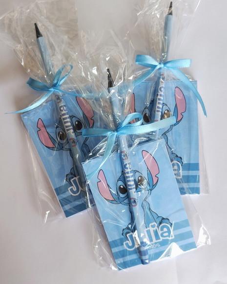 Bloquinho com Lápis Personalizado Stitch