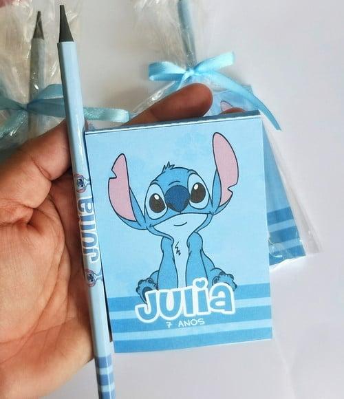 Bloquinho com Lápis Personalizado Stitch
