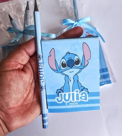 Bloquinho com Lápis Personalizado Stitch