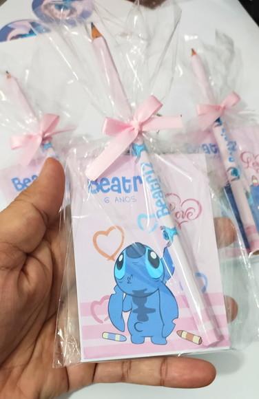 Bloquinho com Lápis Personalizado Stitch