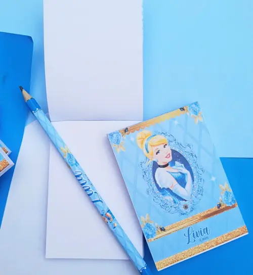 Bloquinho com Lápis Personalizado Cinderela