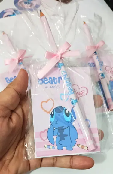 Bloquinho com Lápis Personalizado Stitch