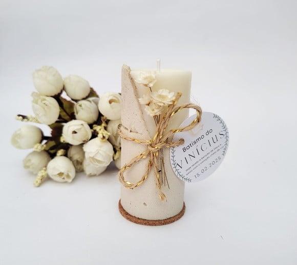 Vela Aromática em Concreto / Cimento Batizado - Casamento