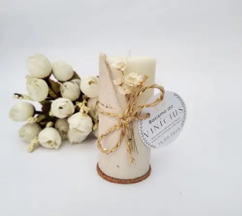 Vela Aromática em Concreto / Cimento Batizado - Casamento