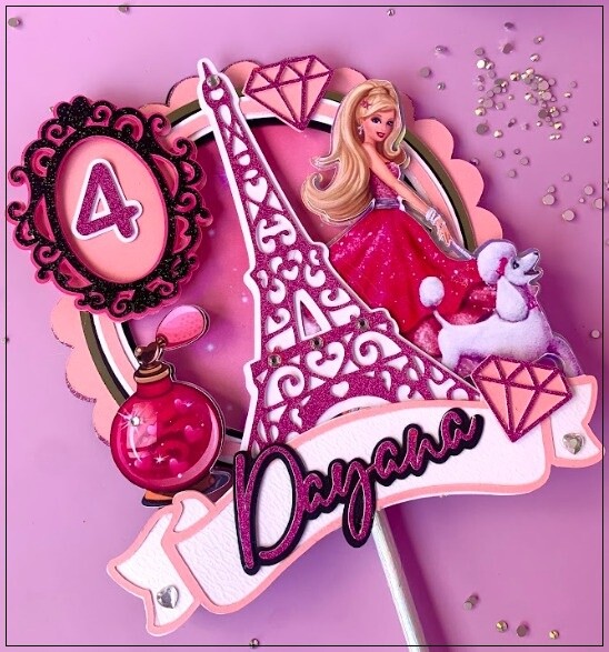 Arquivo de corte Topo de Bolo Barbie Paris