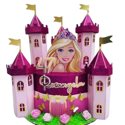 Arquivo Topo de Bolo Barbie castelo 3d