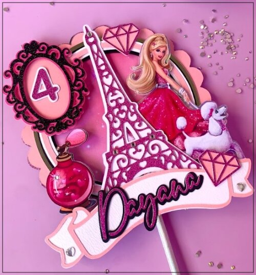 Arquivo de corte Topo de Bolo Barbie Paris