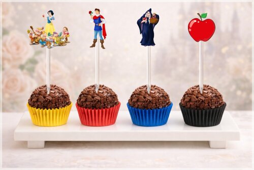 Topper de Docinho Branca de neve - Arquivo Digital