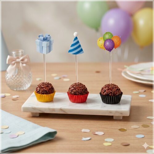 Topper de Docinho Feliz Aniversário Azul  - Arquivo Digital