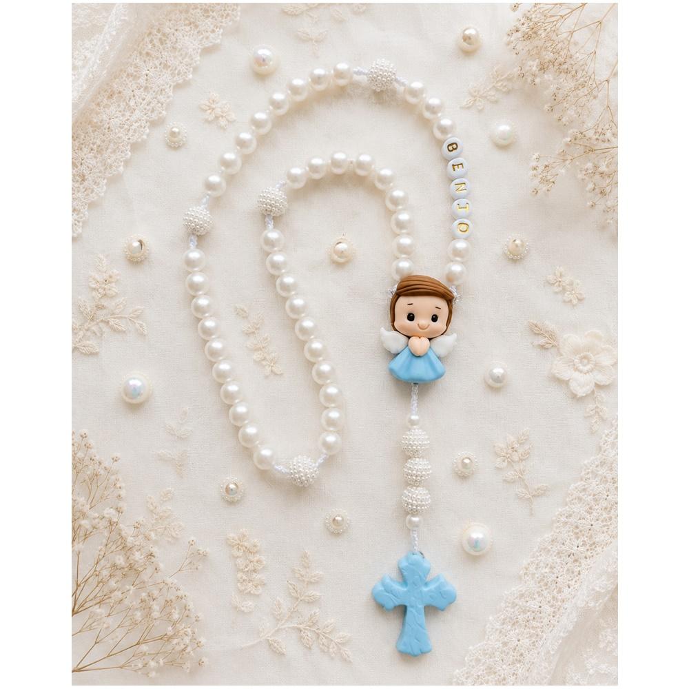 Terço Personalizado com nome - Infantil Anjo menino