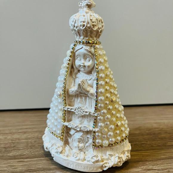 Nossa Senhora Aparecida Baby 15 cm com manto em pérolas