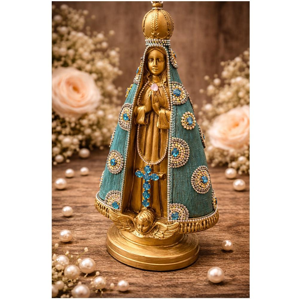 Imagem de Nossa Senhora Aparecida com manto decorado em Strass