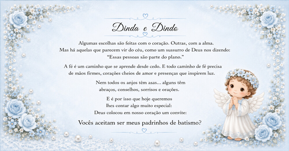 Caixa Convite Personalizada para Padrinhos de Batismo