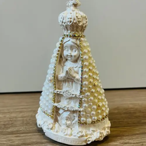 Nossa Senhora Aparecida Baby 15 cm com manto em pérolas