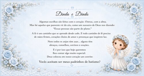 Caixa Convite Personalizada para Padrinhos de Batismo