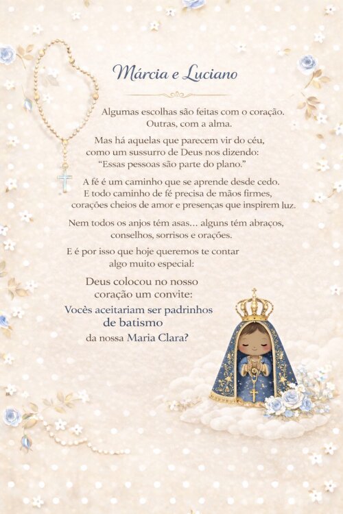 Caixa Convite Personalizada para Padrinhos de Batismo