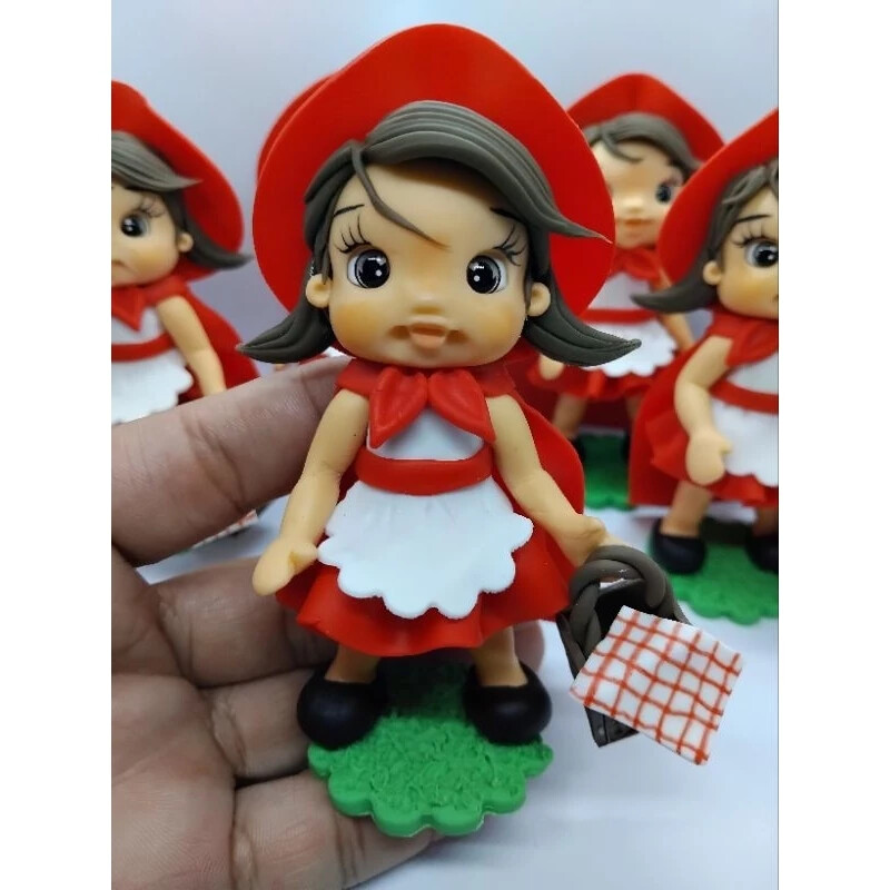 Kit 10 Apliques para Lembrancinhas em biscuit Chapeuzinho Vermelh