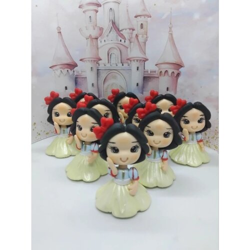 Kit 10 Aplique para lembrancinhas em biscuit Branca de neve