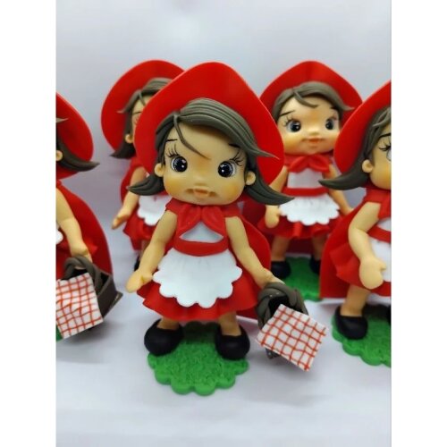 Kit 10 Apliques para Lembrancinhas em biscuit Chapeuzinho Vermelho