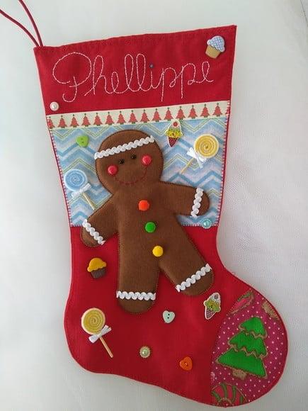 Bota Natal Gingerbread Biscoito Personalizado