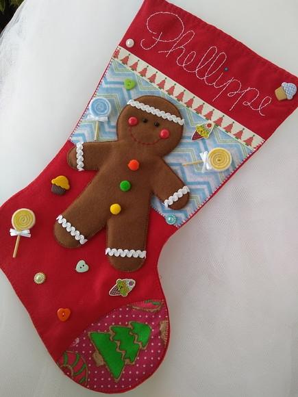 Bota Natal Gingerbread Biscoito Personalizado