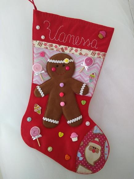 Bota Natal Gingerbread Biscoito Personalizado