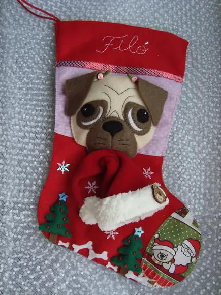 Bota Meia Natal Bichinho de Estimação