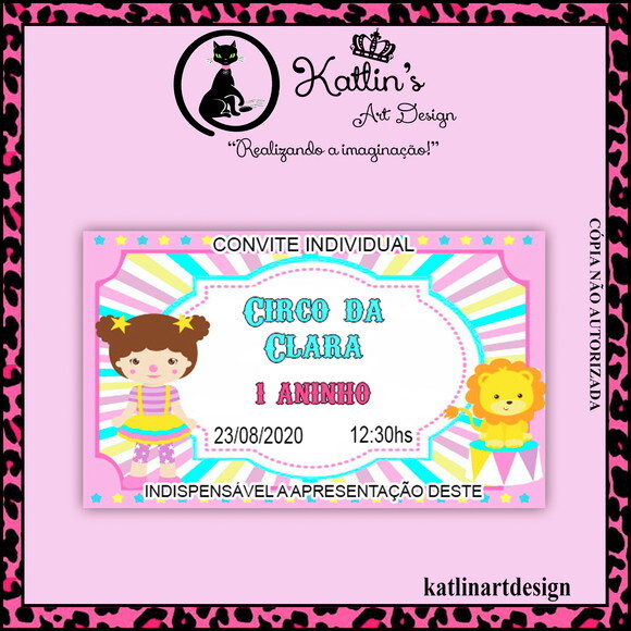 Convite Individual - Circo Rosa