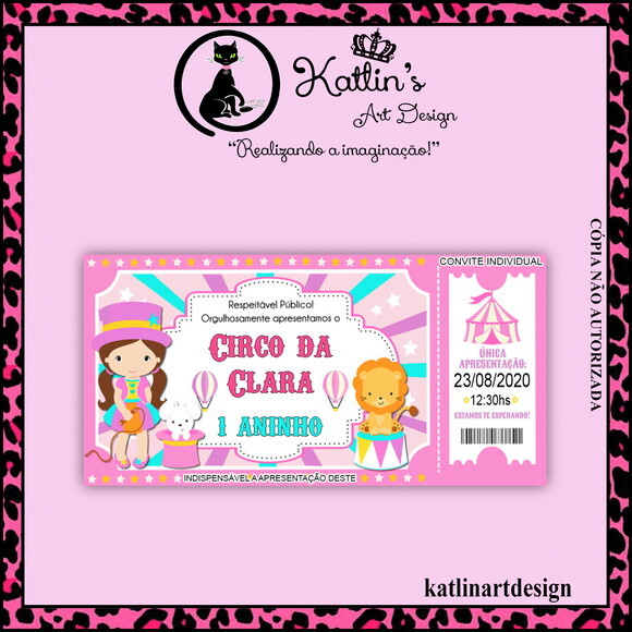 Convite Individual - Circo Rosa