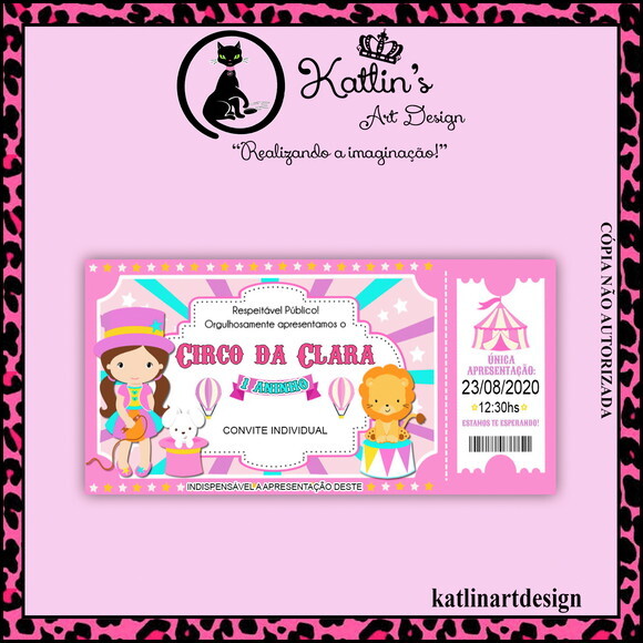 Convite Individual - Circo Rosa
