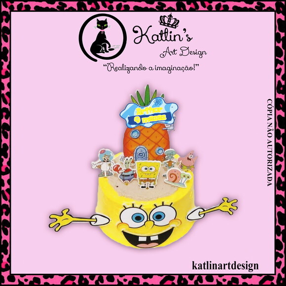 Topo de Bolo 3D - Bob Esponja