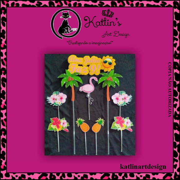 Topo de Bolo 3D - Flamingo