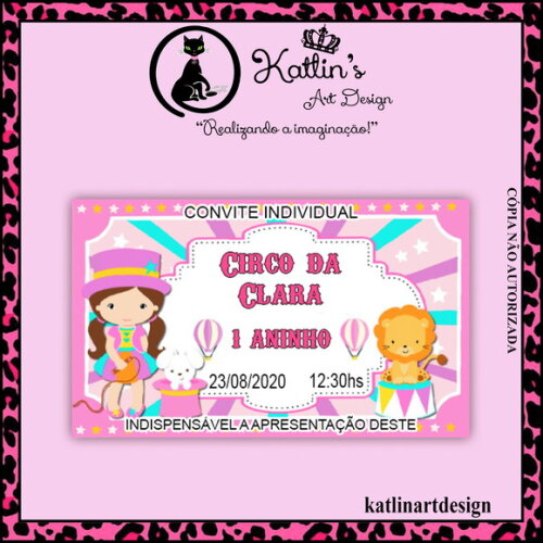 Convite Individual - Circo Rosa