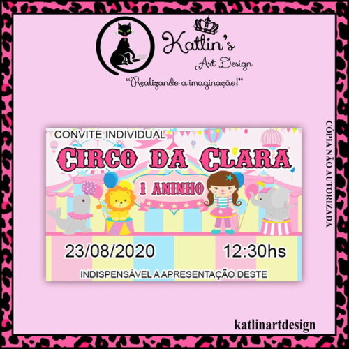Convite Individual - Circo Rosa