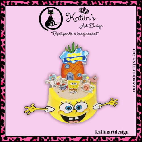 Topo de Bolo 3D - Bob Esponja