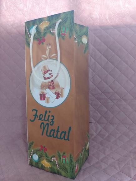 Sacola de Papel - Personalizada p/ Vinho32x12x7 c/ 10 Unidad
